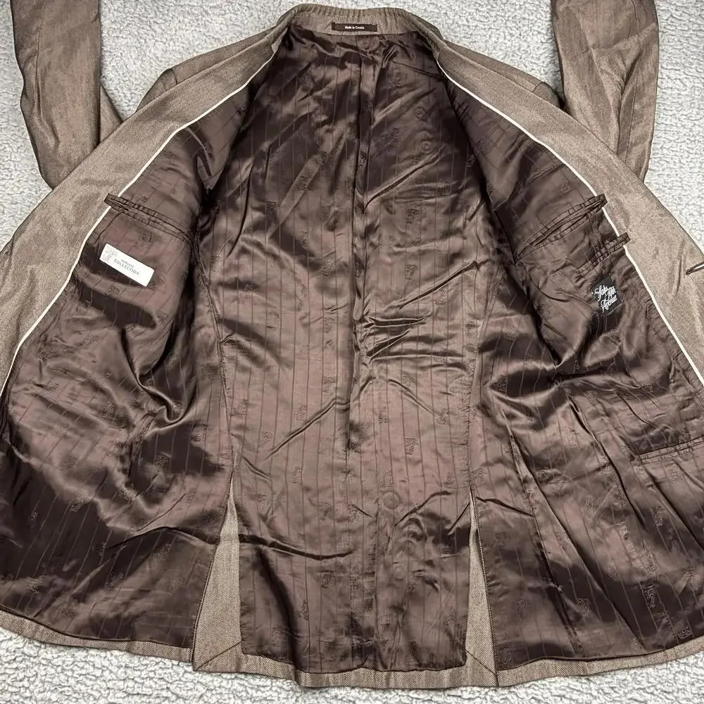 Versace Collection Birdseye Wool Sport Coat Blazer Mens 54 / 44R Brown 2 Button‎